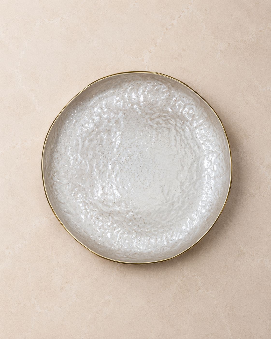 Μεταλλικό διακοσμητικό bowl σε champagne και χρυσό 39εκ με textured επιφάνεια